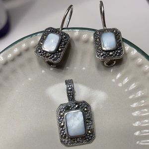 Silver Earrings and Pendant